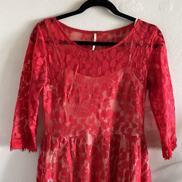 Free people Red Lace Dress - Picture 3 of 6